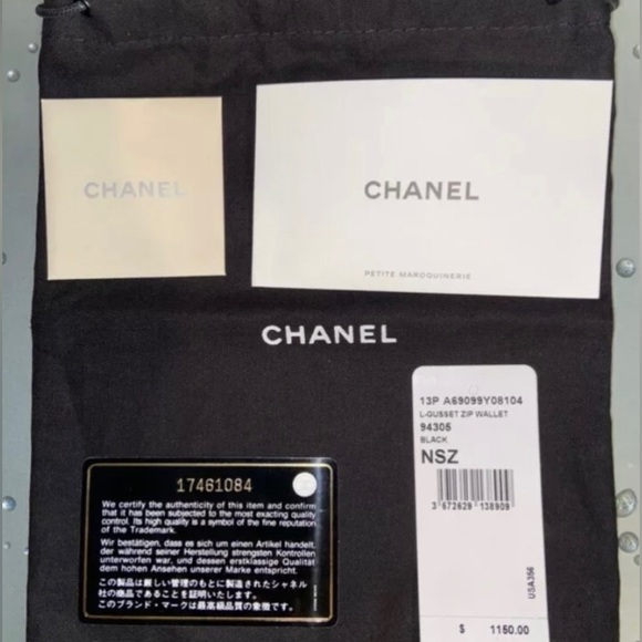 CHANEL Lambskin Quilted Large Gusset Zip Around Black Wallet Originally $1,150 - Picture 3 of 11